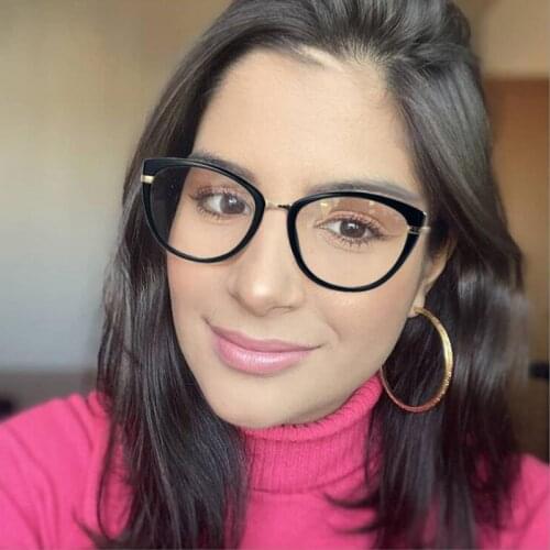 2021 New Fashion Cat Eye Anti-blue Glasses Women Vintage Optical Computer Transparent Eyeglasses Female Comfortable Spectacles