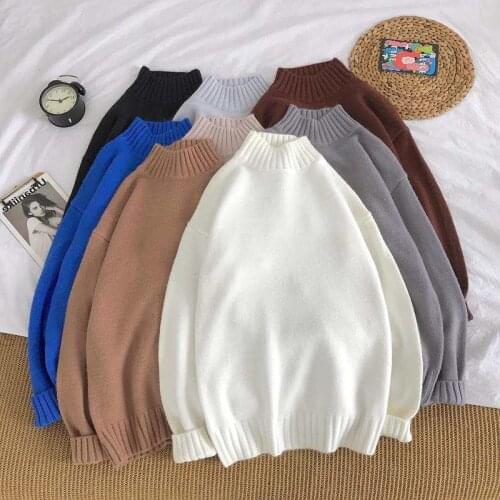 2021 latest sweater loose winter sweater semi-high collar warm bottoming shirt