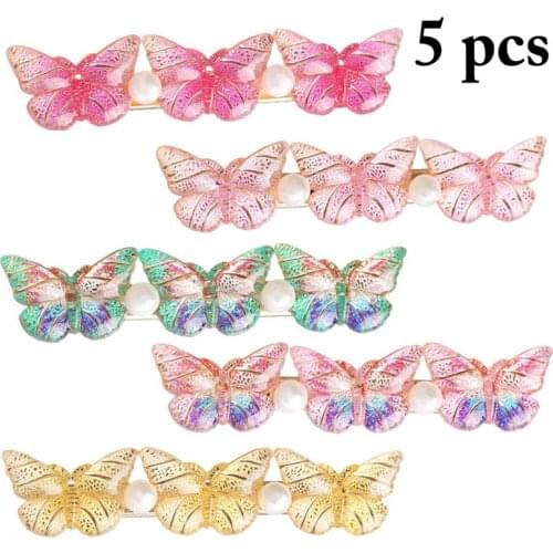 5Pcs Butterfly Decor Hair Clips Fashion Hairpin Barrettes Hair Barrette Clips Party Dress Up Hair Accessories Childrens Gifts