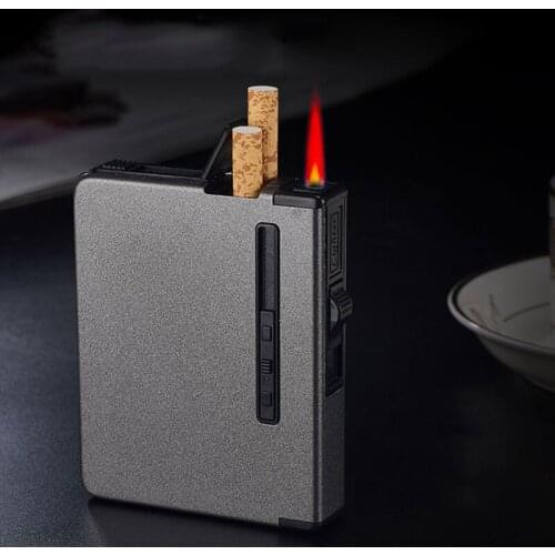 8 Pcs Turbo Torch Lighter Cigarette Case Box Automatic Removable Gas Lighter Capacity Can Mount Lighter Metal For Men Smoking