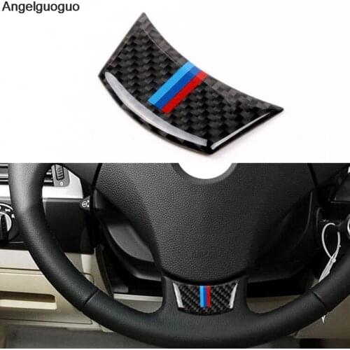 Angelguoguo Car styling Carbon Fiber style sticker for 2004-2010 BMW 5 series E60 E61 steering wheel sticker