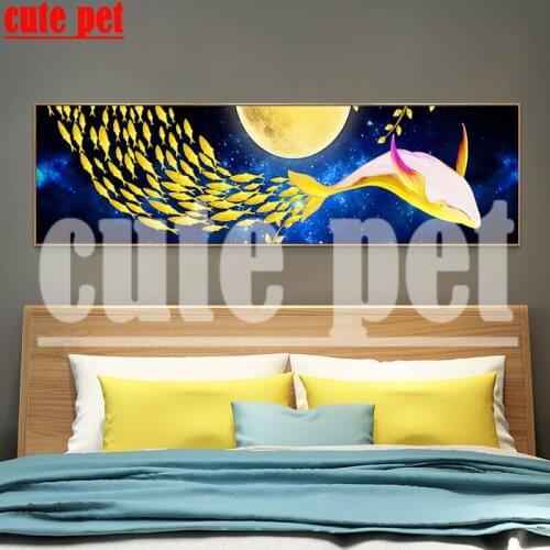 Large Mosaic Diamond Painting Planet golden whale wallpaper Cross stitch Diamond 5d diamond painting diamond full diamond Decor