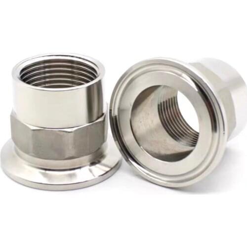 BSPT 1/2" -2"(DN15-DN50 )sanitary hexagonal threaded pipe joint with welded ring three-clip stainless steel SS304