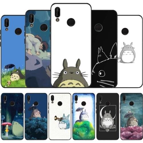 My Neighbor Totoro black soft Phone Case for huawei P40 P30 P20 P10 Pro lite P9 Lite nova 4E 6SE Psmart 2019 Y6 9 Prime