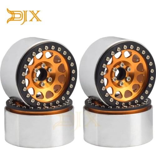 DJX 4PCS Aluminum Alloy 2.2” Beadlock Wheel Rims for 1/10 RC Rock Crawler Axial SCX10 RR10 Wraith 90056 Traxxas TRX4 TRX-6
