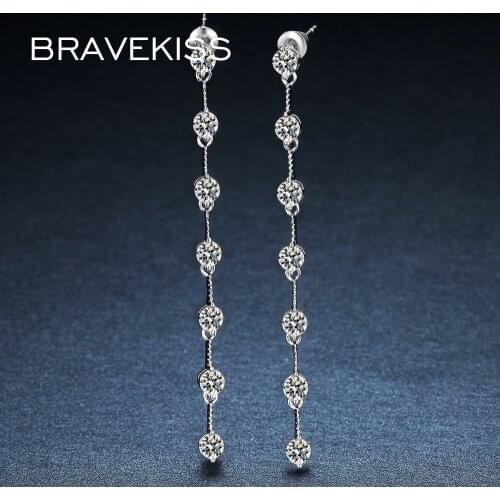 BRAVEKISS Long Drop Earrings Piercing Chain Dangle Tassels Earrings For Women Luxury Catkins Ladies Fashion Jewelry 2019 UE0315
