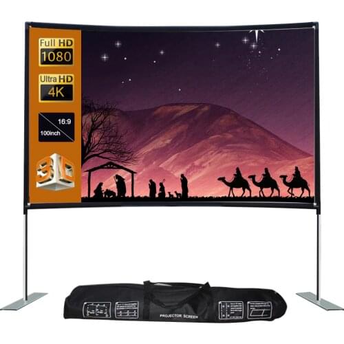 100/120inch Projector Screen Utra HD 16:9 Video Projection Screen with Stable Base 4K Projector Screen for Home Theater Movie