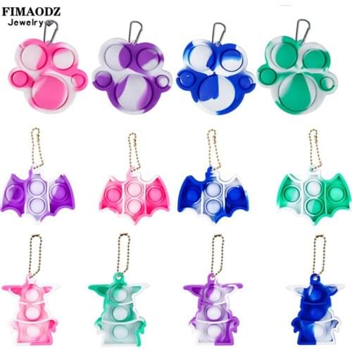 FIMAODZ Mini Push Bubble Toy Keychain Sensory Autism Squishy Stress Reliever Cat Noir Paw Fun Fidget Toys Keyring