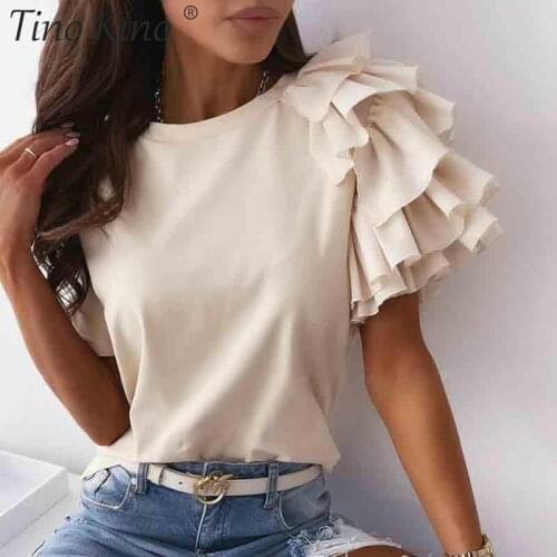 2021 Summer Butterfly Short Sleeve Womens T-shirt Black O-neck Female Blouses New Spring Solid Fashion Casual Ladies Top