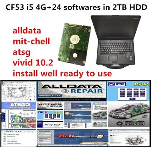 Hot For Panasonic CF-53 cf 53 4GB CPU I5 Laptop Anti-Corrosion CF53 Toughbook with 2TB HDD All data auto repair Alldata mi.ch.ll