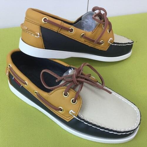Mens Casual PU Leather Docksides Deck Lace Up Moccain Boat Loafers Shoes Driving Fashion Unisex Plus Size 38-48