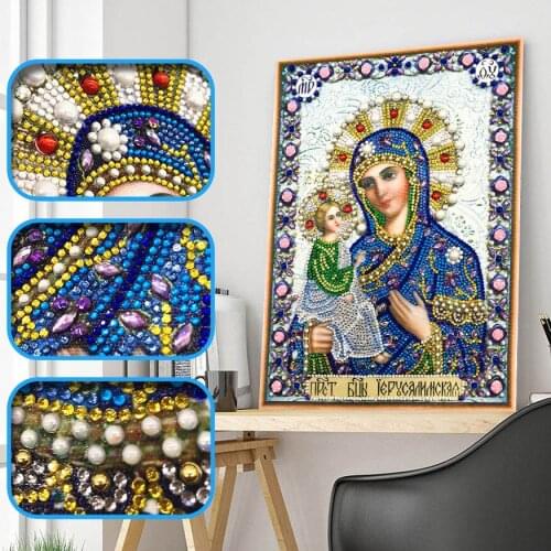 5D Diamond Painting Kits Cross Stitch 30x40CM Virgin Mary Jesus Religion DIY Diamond Embroidered Rhinestone Art Home Decoration