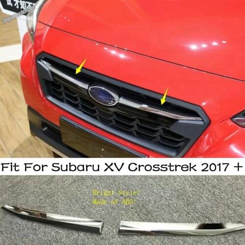 Lapetus ABS Accessories Exterior Front Bumper Grille Grill Overlay Strip Cover Trim 2 Pcs For Subaru XV Crosstrek 2017 - 2021