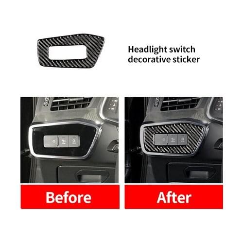 For AUDI A6L 2019 carbon fiber headlight switch decorative sticker 1pc