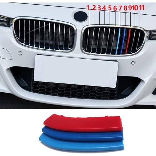 3Pcs Car Front Grille Trim Strip Cover Strip Car Grill Sticker for BMW E90 E46 F30 F34 GT 11 Grilles 3 Series E90 Accessories