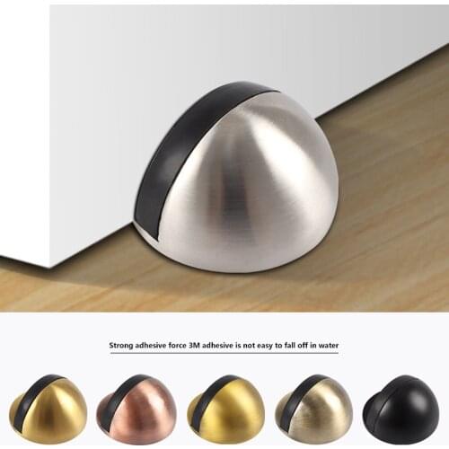 Floor type door stop Zinc alloy glass door rubber semicircle anti-collision punch free door stop wood door cover