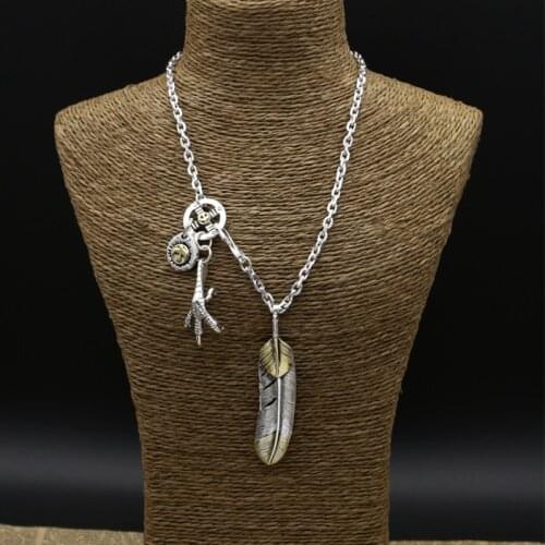 S925 Sterling Silver Jewelry Takahashi Goro Thai Silver Feather Eagle Claw Simple Sweater Necklace
