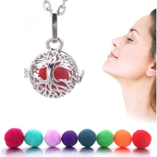 Tree Of Life Aromatherapy Diffuser Necklace Pendant Jewelry Cage Diffuser Locket Pendants Perfume Essential Oil Jewelry Women