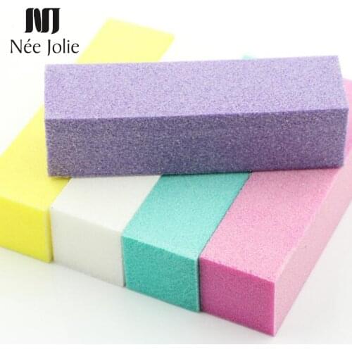 1 Pc Nail File Grinding Sanding Block Buffer Pink Blue White Color Cuboid Shape Professional Tool for Nail Art