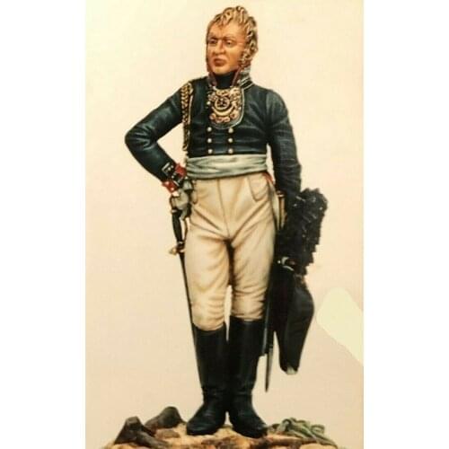 Unassambled 1/32 54mm ancient Russian Officer stand (WITH BASE ) Resin figure miniature model kits Unpainted