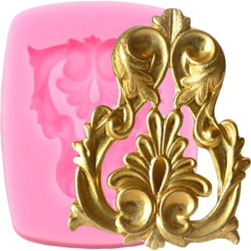 Baroque Scroll Relief Silicone Mold Cupcake Topper Fondant Molds Chocolate Cake Decorating Tools Polymer Clay Candy Resin Mould