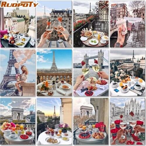 RUOPOTY Frame Painting By Number For Adults Landscape Modern Picture By Numbers Acrylic Paint On Canvas Home Decors Art