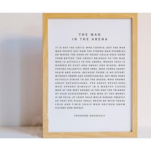 The Man in the Arena Quote Canvas Painting Inspirational Motivation Posters And Prints Nordic Wall Art Pictures For Living Room