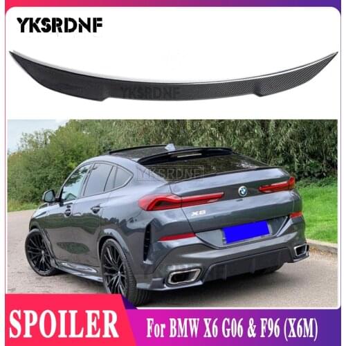 YKSRDNF For BMW X6 G06 & F96 (X6M) High Gloss Finish Carbon Fiber Rear Trunk Spoiler 2019 2020 2021