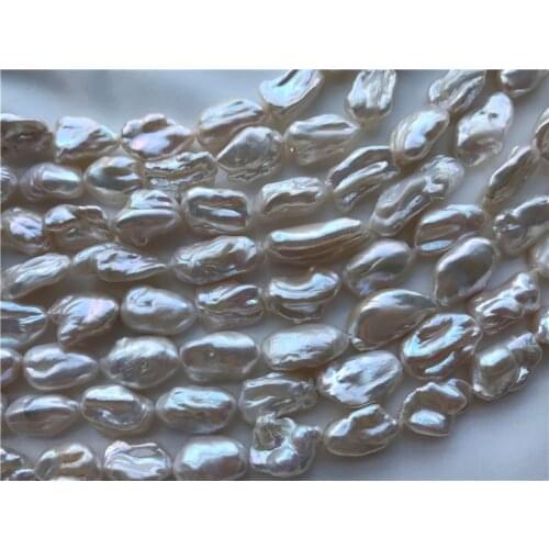 DIY Necklace Natural Freshwater Pearls, 13-15MM Size Irregular Shape Pearl Strand Loose Unique Baroque Pearls for Women