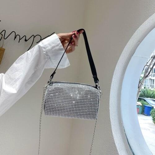 Fashion Rhinestone Crossbody Bag Women Shiny Chain Evening Clutch Totes Casual Lady Shoulder Messenger Pouch