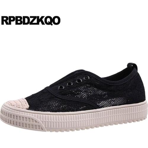 Breathable Slip On Designer Women Sneakers Lace Cheap Shoes China Hemp Straw Trainers Round Toe Flats Mesh 2019 Summer Black