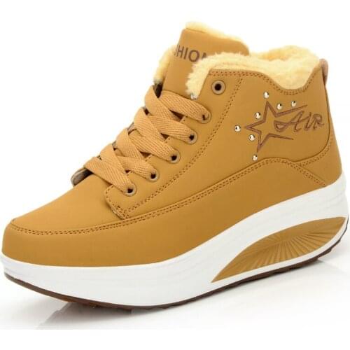 Women Chunky Sneakers Fashion Height Increasing Ladies Wedge Shoes Woman High Top Comfortable Plush Warm Platform Women Shoes