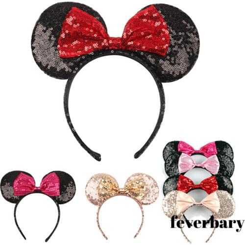 1PCS Bow Headwear Minnie Ears Headband Festival DIY Hair Accessories Hairband Christmas Sequin Hair Bows for girls women gift