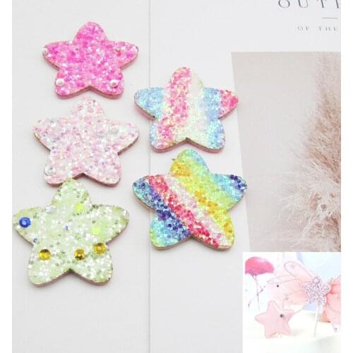 3.5cm 30pcs Shiny/Glittered star Shape Appliques For Kid DIY Patch And Baby Headwere Accessories