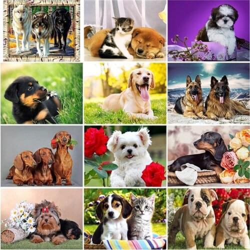 DIY 5D Diamond Painting Dog Animal Cross Stitch Kits Full Embroidery Anime Mosaic Art Picture of Rhinestones Wall Decor