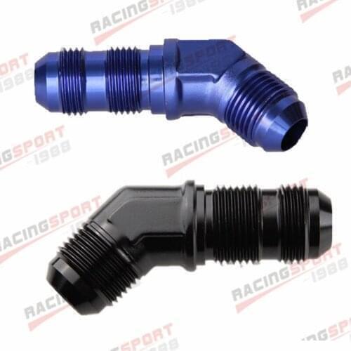 AN6 6AN Male To Male 45 Degree Bulkhead Fitting Adapter Blue/Black