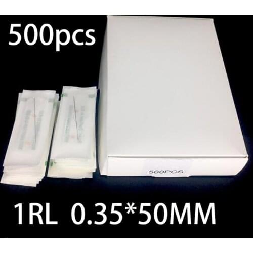 Free Shipping 500 Pieces/Box 0.35x50mm 1R Needles For Permanent Makeup Eyebrow and Lip 3D Embroidery Tattoo Machine
