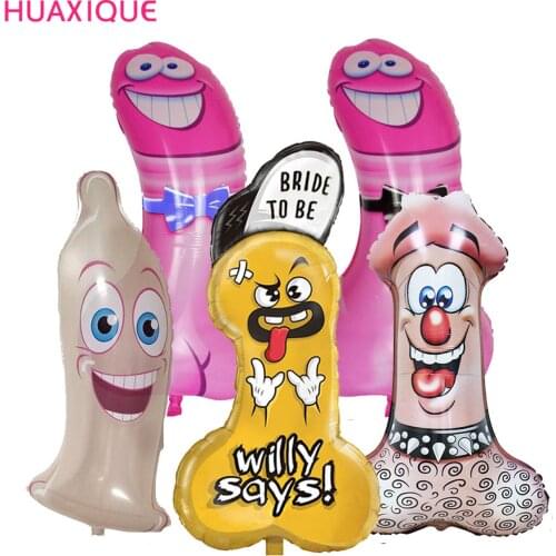 Big Willy Shape Aluminium Foil Balloon Inflatable Penis Boobs Ballons Bachelorette Globos Hen Night Adult Party Supplies