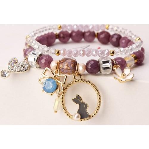 CHENFAN 2021 Korean version of the sweet cartoon rabbit flower star moon cute rabbit beaded bracelet for women ladies bracelet