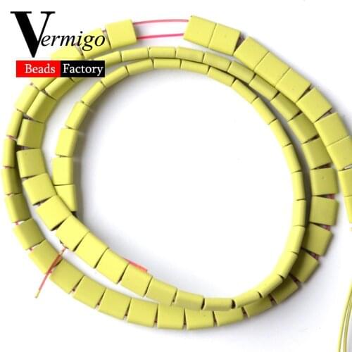 Square Olive Green Double Hole Nanotech Rubber Hematite Beads For Jewelry Making 5*5mm 76pcs Beads Diy Bracelet Accessories 15