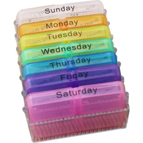 Portable Weekly 7 Day Push Button Tablet Pill Case Holder Travel Medicine Storage Box Organizer Dispenser