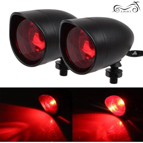 Black Bullet Turn Signals Light Red Visor Len For Harley Sportster XL 883 1200 FLSTSB Fat Bob FXDF Low Rider Super Glide