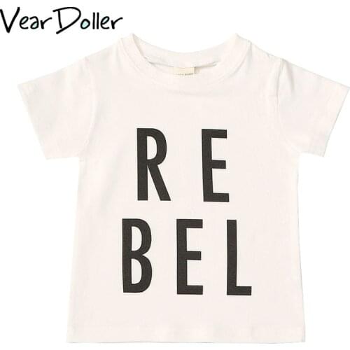 VearDoller Kids T-shirt Summer New Arrival Childrens Clothing Fashion Letter Print Cotton Boys Top Tees 1-8Years Girls T-shirts