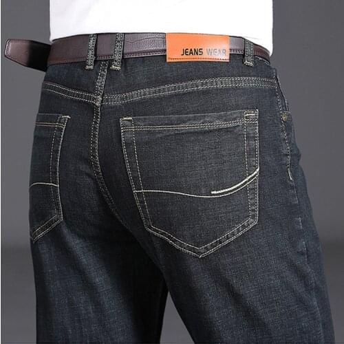 Size 29-46 Mens Slim Fit thin Jeans Fashion Business Classic Style Stretch Jeans Denim Pants Casual Trousers Male Black