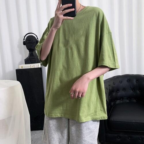 Mens Oversized T-shirt Round Neck Polyester Loose Young Style Lifestyle Clothing Workout And Fitness Casual Hip-hop Top