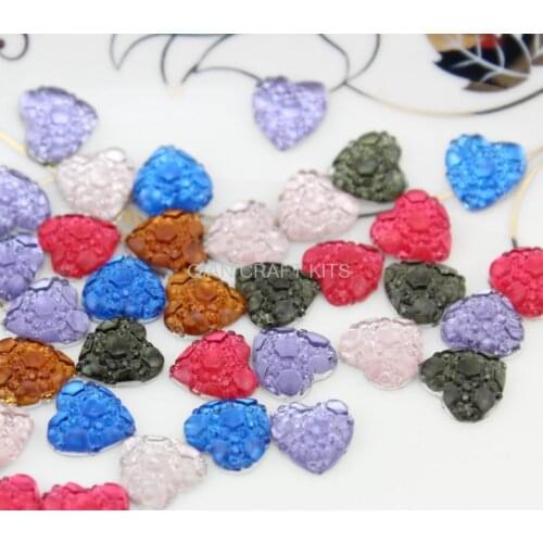 700pcs mixed colors Matte art deco Hearts cameo filigree resin Cabochons DIY Flatback Appliques foiled rhinestone gem Cabs
