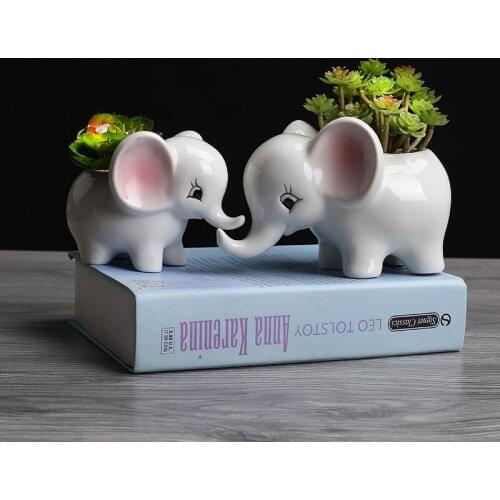 Ceramic Flower Pots Creative Cartoon Planters Mini Elephant Succulent Flower Pot Home Garden Desktop Decoration Bonsai Gifts