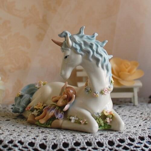 American High-quality Ceramic Decoration "Flower Fairy And Unicorn" Exquisite Ornaments Mothers Day Creative Special Gift