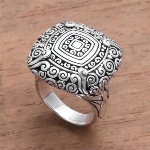 Milangirl Trendy Ladies Retro Thai Silver Color Ethnic Style Palace Pattern Ring Temperament Girl Jewelry Factory Direct Sales