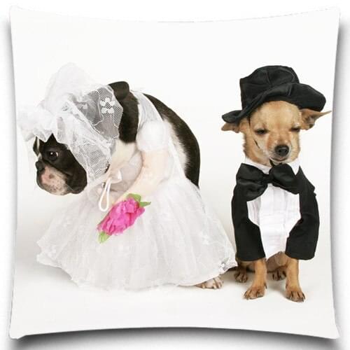 Lovely Dog wedding Excellent Quality Soft Cushion Covers Christmas Halloween Cotton Polyester Pillow Cases 5 size 9 style